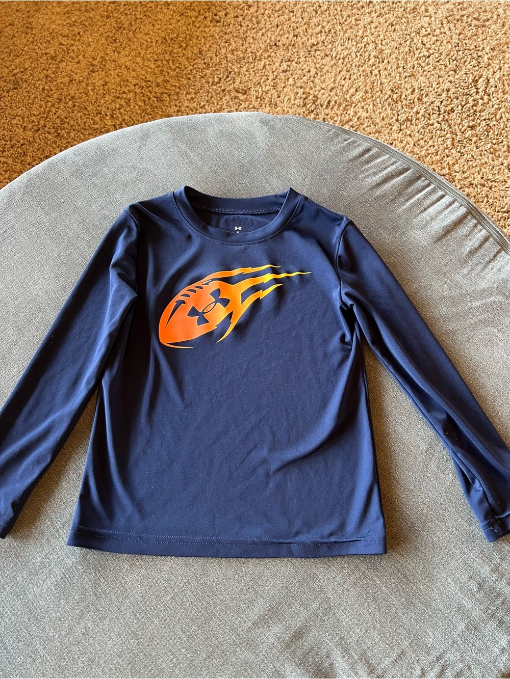 Under Armour Navy Long-Sleeve Tee with Orange Flame Logo